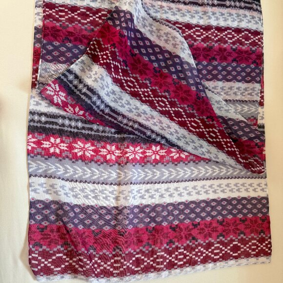 Multicolored Striped Oblong Scarf – Purple, Pink & White, Sheer Fabric - Picture 4 of 5